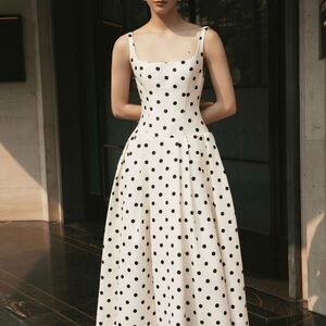 Elegant Polka Dot Midi Dress